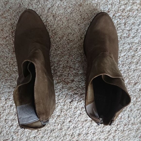 Eileen Fisher Tag Wrap-Snap Leather Booties Dark green Zipper Size 6 - Picture 4 of 12